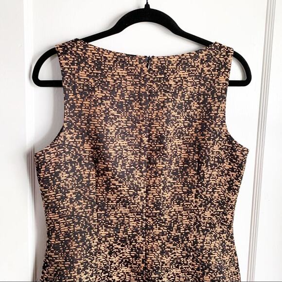 David Meister Pencil Style Dress Asymmetrical Neckline Unique Bronze Stitching 8 - Picture 11 of 12